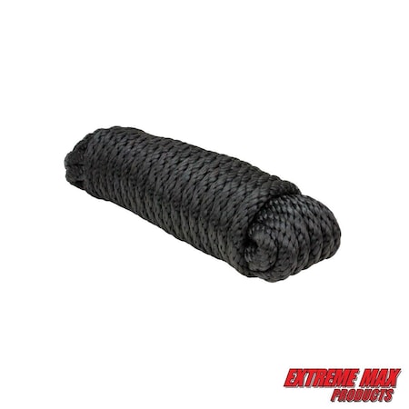 Extreme Max 3008.0022 Solid Braid MFP Utility Rope - 3/8" x 100', Black 3008.0022