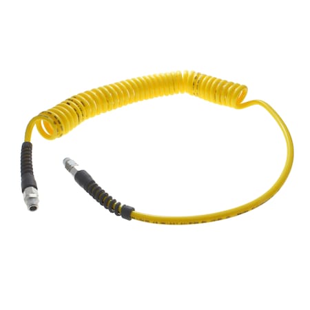 Technithane Spiral Hose, Technithane, 1/4" x 3/8" x 30', 1/4" MPT, Yellow TT-14-30-Y-RS