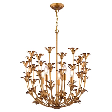 Vaxcel Camellia 5-Light Gold Flower Pendant Ceiling Chandelier Dining Room Fixture P0433