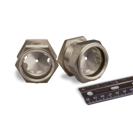 Oil-Rite 303 Stainless Steel Gasketed Window Sights Straight Thread - Straight w/Nut, 1 1/2in.-12, 1 3/4in B4764-16B