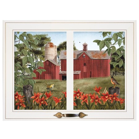 Homeroots Summer Days Windowpane Style White Framed Print Wall Art 406220