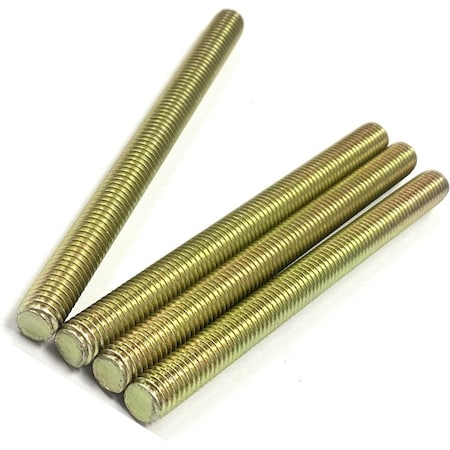 Zmg Fasteners Plus 1/4 - 20 X 1 1/2" FULLY THREADED STRAIGHT ROD SAE GR 8 J429 ZINC TRIVALENT YELLOW 2045934