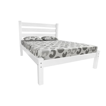 Homeroots White Solid Wood Full Bed Frame 546759