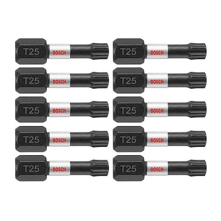 Bosch Impact Driver Bits, 1 In. Torx No. 25 Impact Tough Screwdriving Insert Bits, 10-Pack ITT251B