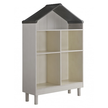 Homeroots 56" White Solid and Manufactured Wood and Solid Wood Three Tier Double Bookcase 347507