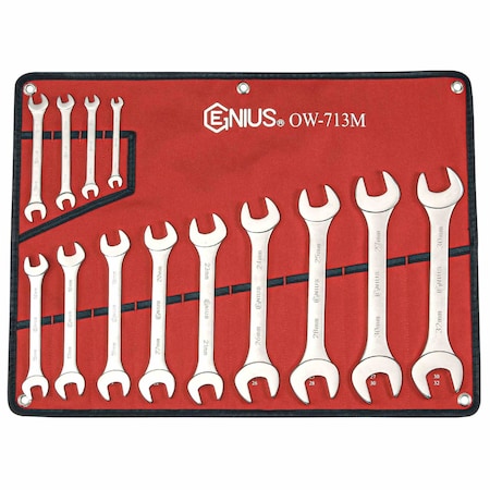 Genius Tools 13 Piece Metric Open End Wrench Set OW-713M