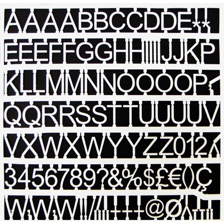 Mastervision White Plastic Letters, Number/Symbol, 1" CAR1002