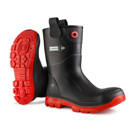 Dunlop RubberBoot, 10D, Mid-Calf, Black;Red, PR LJEHE42.10