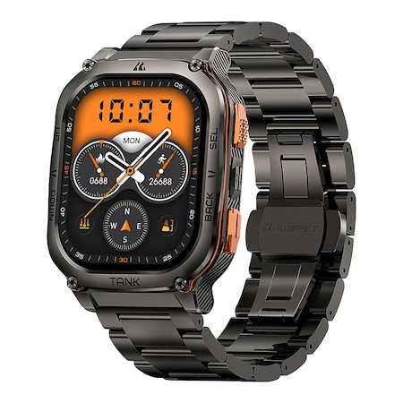 Kospet TANK M3 Ultra Special Edition 1.96-In.-AMOLED GPS Smartwatch with Stainless Steel Band Black P-MUS002-B