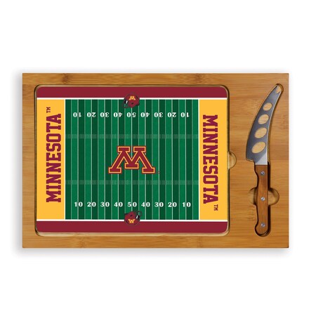 Picnic Time Family Of Brands NCAA Minnesota Golden Gophers Icon Glass Top Cutting Board & Knife Set 910-00-505-364-0