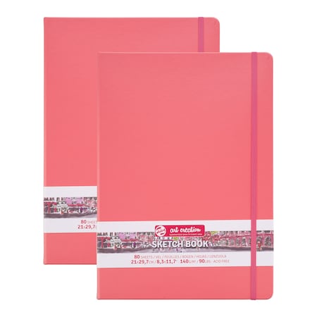 Talens Art Creation Sketchbook, 80 Sheets, 90lbs, Coral Red Cover, 8.3'' x 11.7'' (A4), 2PK 9314313M