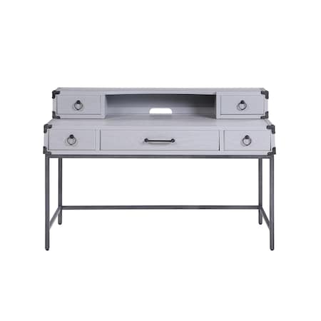 Homeroots 54" Gray Wood Writing Desk With Five Drawers 491383