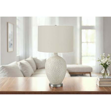 Monarch Specialties Lighting, 28 in.H, Table Lamp, Cream Ceramic, Ivory / Cream Shade, Contemporary I 9607