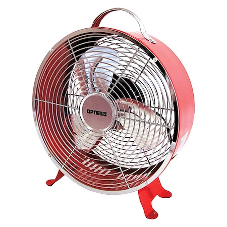 Optimus 10 Inch 2 Speed Portable Retro Drum Fan in Red F-6310RD