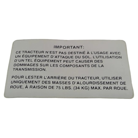 John Deere LABEL, JOHN DEERE OEM M135522 M135522