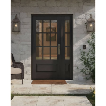 Doornmore G7509, 51.5" x 82" ( 36" Door + 12" Side) Right Hand, Mahogany SDL 9 Lite, 3/4 Lite Exterior Door G7509-SW-3680-G7503-SL_1-1_RI