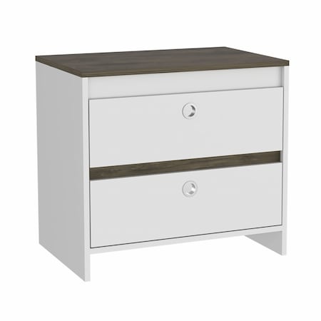 Homeroots 22" Wood Two Drawer Nightstand 477905