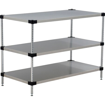 Global Industrial Nexel 3 Shelf, Stainless Steel Solid Shelving Unit, Starter, 36"W x 18"D x 54"H B3152552
