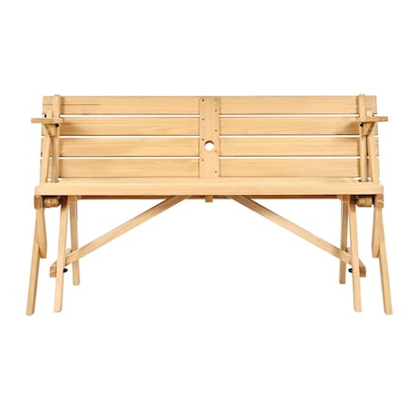 Vevor Picnic Table Wooden Tables and Bench Set with Umbrella Garden Indoor Outdoor OTPC-18