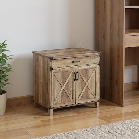 Homeroots 30" Oak Wood Drawer Filing Cabinet 568322