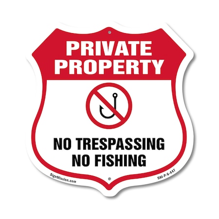Signmission Private Property Shield Sign No Trespass, 6 Inch X 6 Inch, Plastic Sign SHI-P-6-447