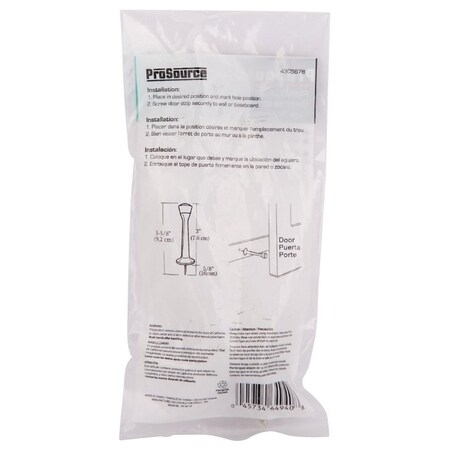 Prosource Heavy-Duty Rigid Door Stop, 1 in Dia Base, 3 in Projection, Die-Cast Zinc & Plastic CL-208P-SN-PS