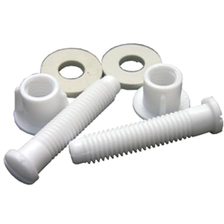 Westlake Pipe & Fittings 7/17x2-1/8 Wht Plastic Toilet Seat Bolt Includes Nuts & Washers 14-1067