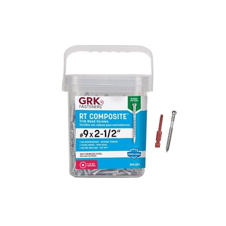 Grk Fasteners Wood Screw, #9, 2-1/2 in, Trim Head 36101