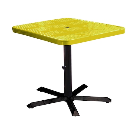 Leisure Craft 36" Square Perforated Pedestal Table, Portable, 30"H, Yellow SQ36TAB30-YELLOW