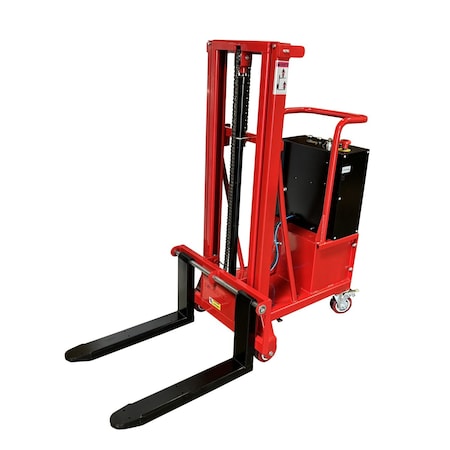 Pake Handling Tools Powered Counter Balanced Stacker, 550 Lb Cap. 1.75in-76.8in H, Forks With Platform PAKES-E250TC
