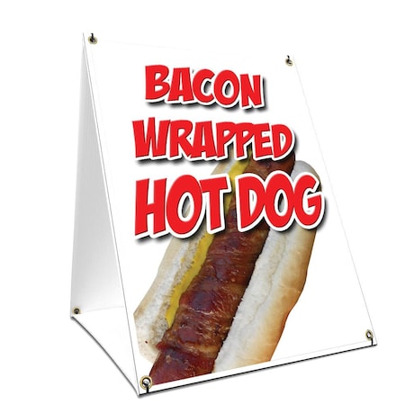 Signmission Bacon Wrapped Hot Dog, 24 Inch x 18 Inch A-frame Yard Sign, Plastic Sign SBC-1824-Bacon Wrapped Hot Dog