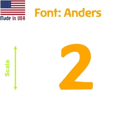 Aacc Self-Adhesive Vinyl Number: 2, Size: 9 cm. Color: Orange Font: Anders, 24PK AACC-Anders-N2-Orange-M9x24
