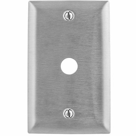 Hubbell Wiring Device-Kellems Wallplates and Boxes, Metallic Plates, 1- Gang, 1) .38" Openings, Standard Size, Stainless Steel SS739