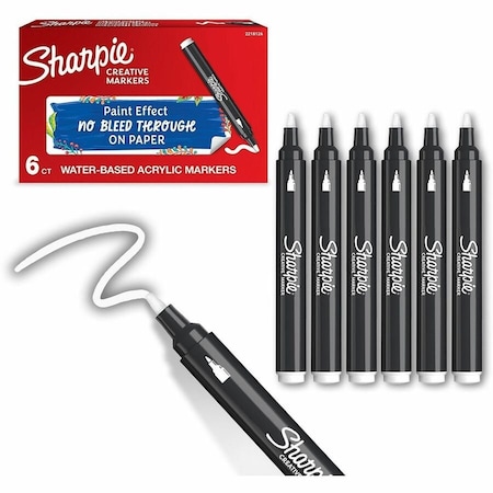 Sharpie Marker, Bullet, White, PK6 2218126