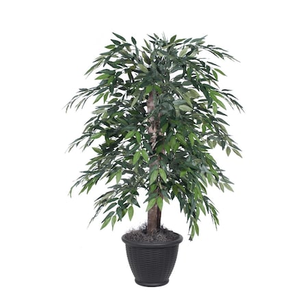 Vickerman 4 ft. Smilax Bush in Gray Plastic Pot Plant, Dark Green TBU1440-RG