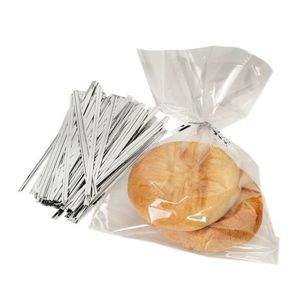 Nashville Wraps 4 Inch Metallic Silver Twist Ties, 1000PK MTTS4