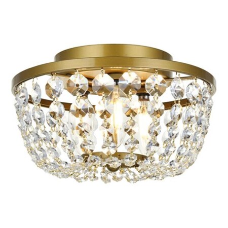 Lighting Business 10 in. Cora 3 Light Flush Mount Ceiling Light, Brass LI2954387