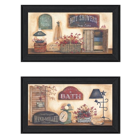 Homeroots Set Of Two Bath 3 Black Framed Print Bathroom Wall Art, 2PK 406636