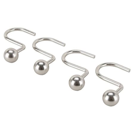 Prosource Ball Shower Curtin Hook, 1-1/16 in Opening, Steel, Brushed Nickel, 1-3/4 in W, 2-7/8 in H SD-CBH-SN