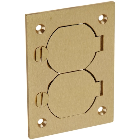 Hubbell Wiring 1-Gang Cover, Rectangular, Duplex Flaps, Brass S3825