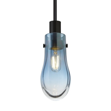 Besa Lighting Wish Cord Pendant, Blue/Clear, Black Finish, 1x40W Incandescent 1JT-WISHBL-BK