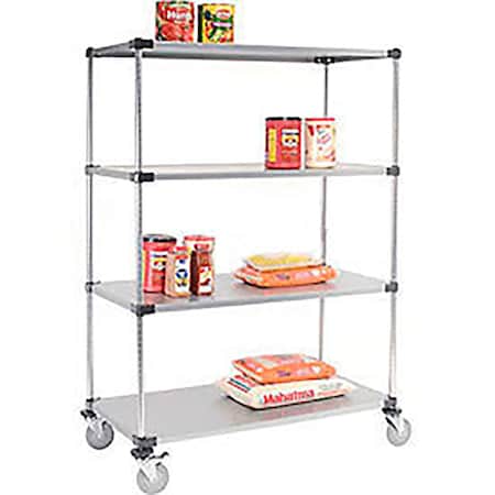 Global Industrial Nexel 4 Shelf Truck, Galvanized, 60"W x 24"D x 80"H, Polyurethane Casters 489058