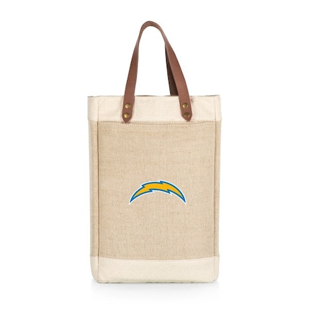 Picnic Time Family Of Brands NFL Los Angeles Chargers - Pinot Jute 2 Bottle Insulated Wine Bag 539-02-187-344-2