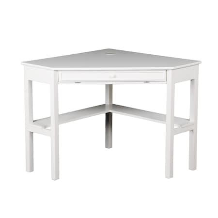 Homeroots 48" White Solid Wood Corner Writing Desk 402031