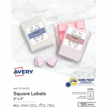 Avery Printable Blank Square Labels, 2", PK120 22816