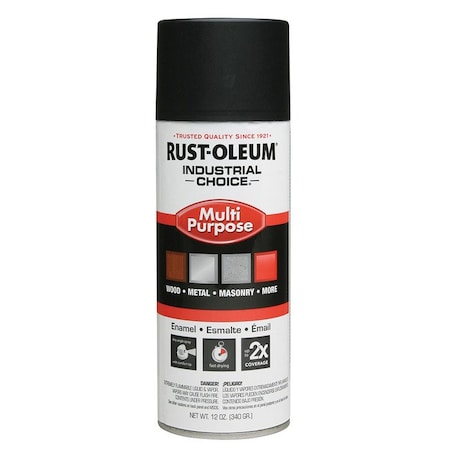 Industrial Choice 12 Oz Rust-Oleum Brands Black Enamel Spray Paint, Semi-Flat 1678830