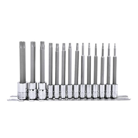 Genius Tools 14PC 1/4 & 3/8in Dr. Long Star Bit Socket Set BS-2314TL