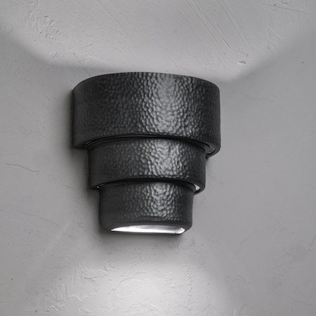 Luxury Lighting Hammerman 10 in Tall Banded Ceramic Outdoor Wall Light, Rubbed Pewter Paint Finish, 2PK (2) HM124-APew-ud-7