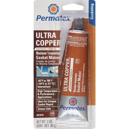 Permatex 3 Oz. Ultra Copper High-Temp RTV Silicone Gasket 81878