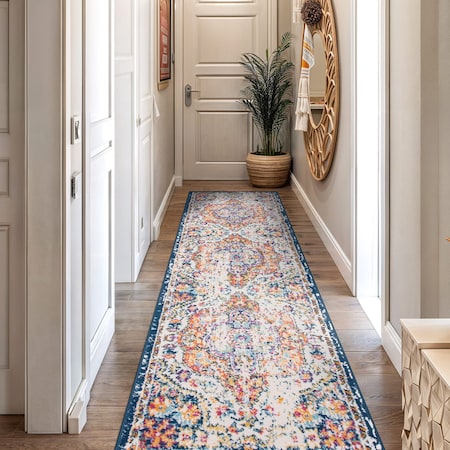 World Rug Gallery Traditional Medallion Runner Rug 2 ft 7 in x 10 ft Multi MON836MULTI27X10